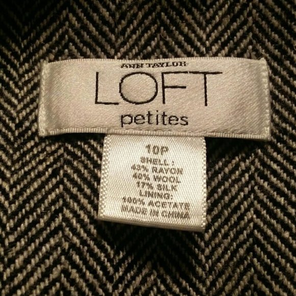 Loft petites herringbone short sleeve grey jacket - Picture 14 of 16
